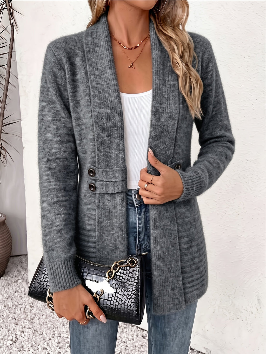 Labella | Elegante Dames Cardigan - Open Voorkant & Ingenaaide Taille