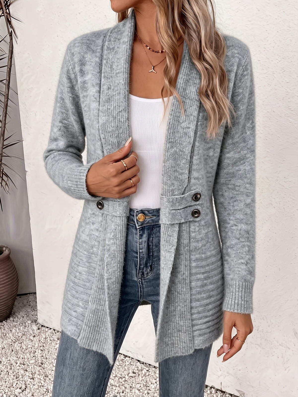 Labella | Elegante Dames Cardigan - Open Voorkant & Ingenaaide Taille