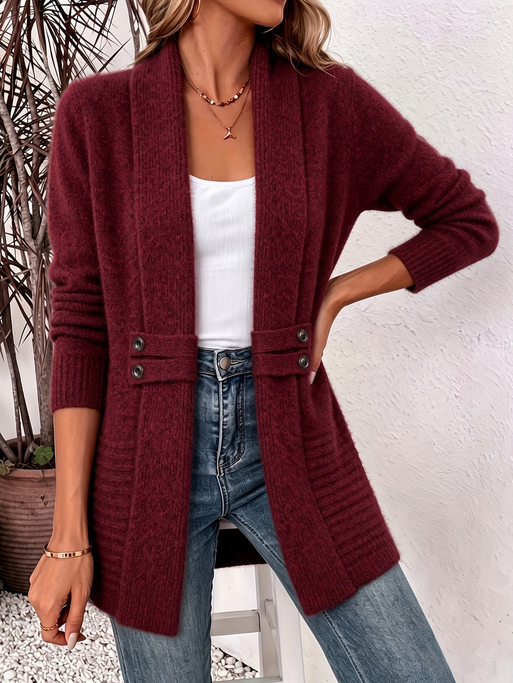 Labella | Elegante Dames Cardigan - Open Voorkant & Ingenaaide Taille